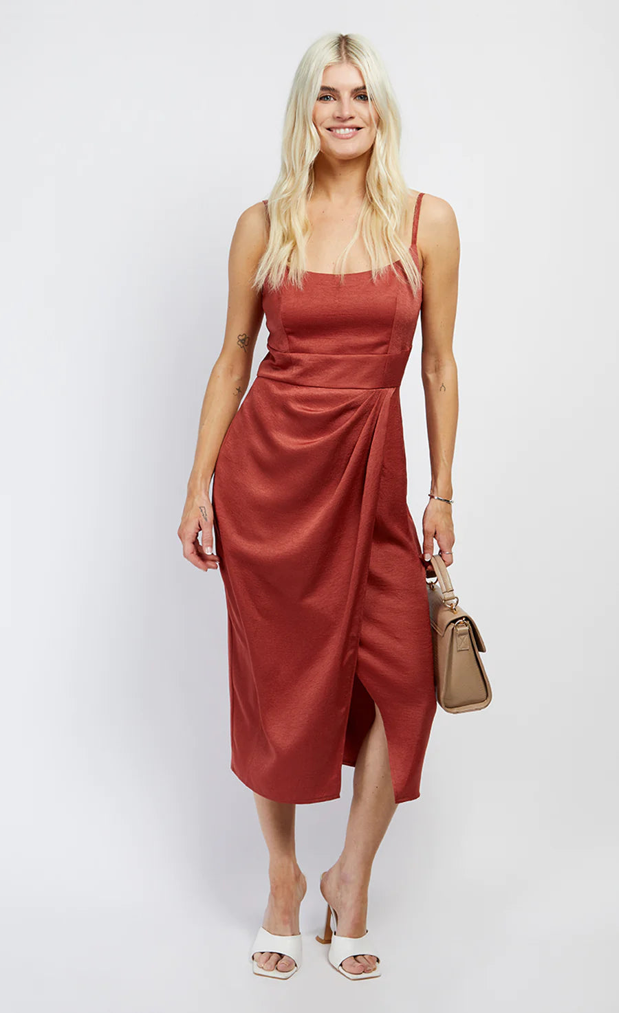 RUST SATIN DRESSES